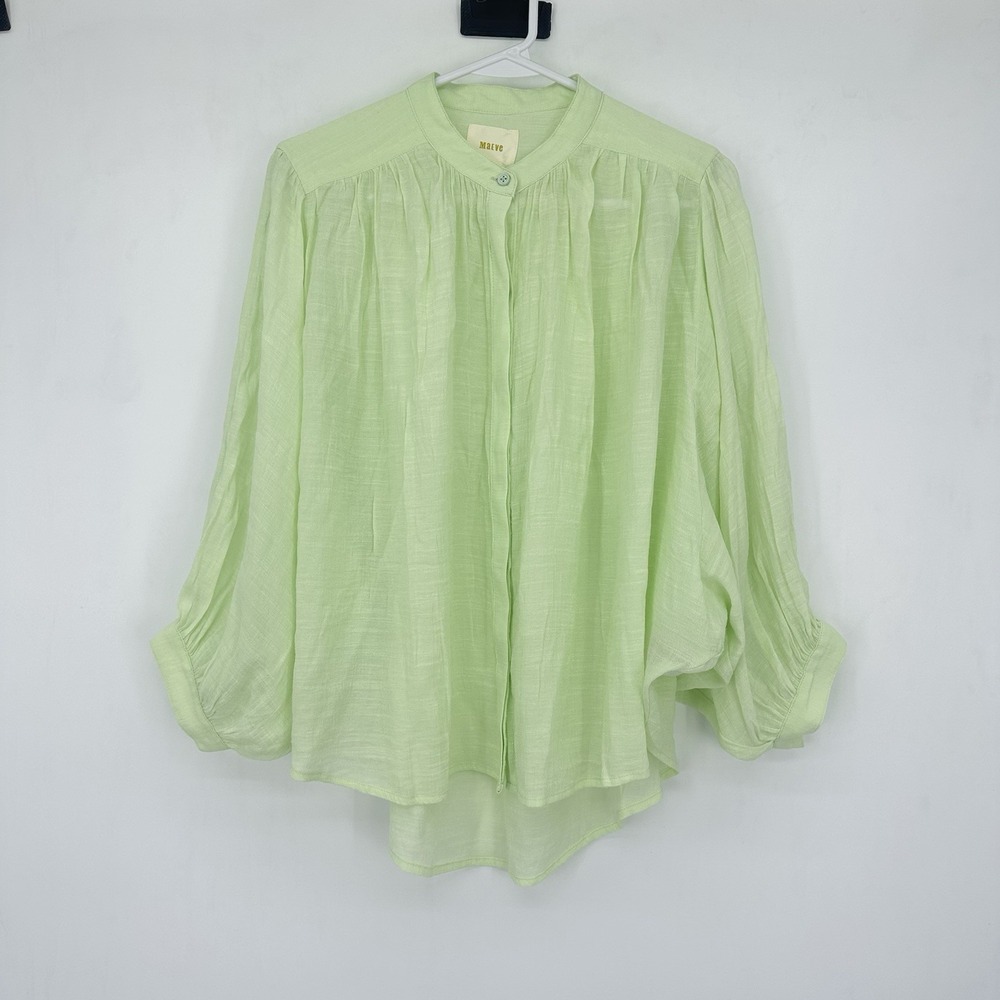Anthropologie Maeve Bryanna Button Up Blouse S Green Dolman Boho Chic Relaxed